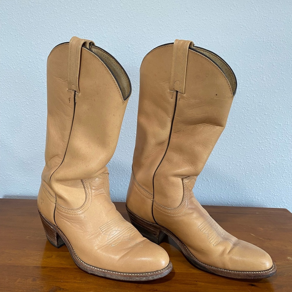 Frye Tan Leather Cowboy Boots